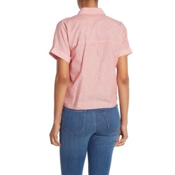 🌼HP🌼Madewell End On End Red Tie Front Button Down Top - Size M - Picture 4 of 7